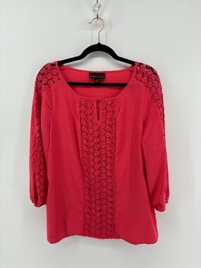 Beautiful Vibrant Pink Coral Dana Buchman Blouse